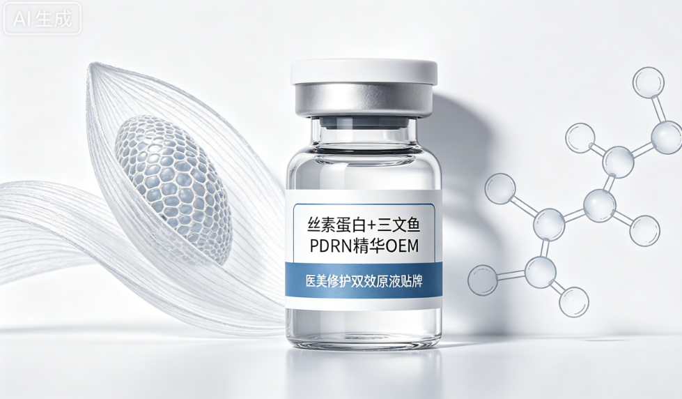 丝素蛋白 + 三文鱼 PDRN 精华 OEM，医美修护双效原液贴牌