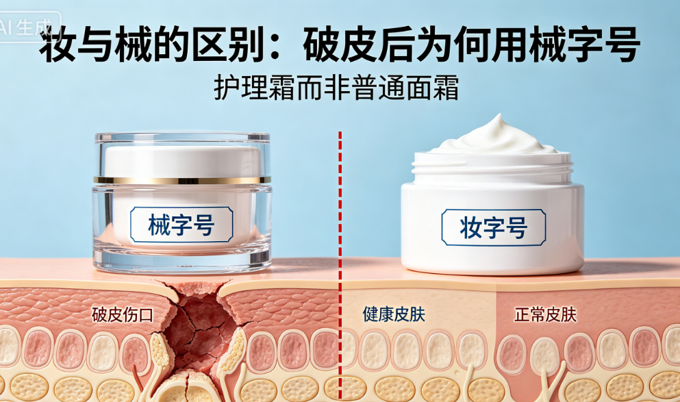 “妆”与“械”的区别：为什么破皮后要用械字号护理霜，而不能用普通面霜？
