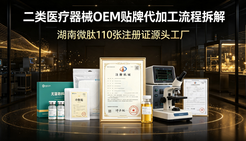 二类医疗器械OEM贴牌代加工流程拆解：湖南微肽110张注册证源头工厂